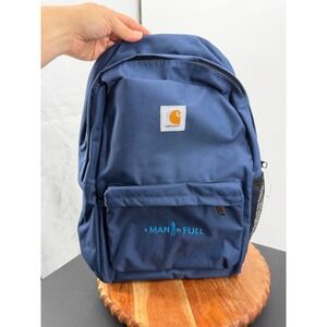 Carhartt A Man In Full small Backpack Men Navy Blue Embroidered Canvas Rucksack